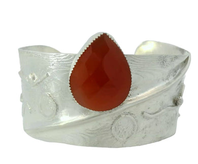 orange carnelian fine silver cuff bracelet