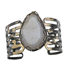 Load image into Gallery viewer, Golden Steel Druzy Gemstone cuff bracelet