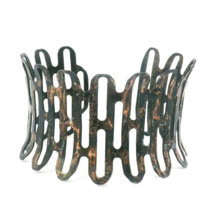 Steel and copper Cuff bracelet. 1 3/4