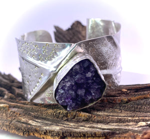 'Buried Treasure' Sterling Amethyst Geode Cuff Bracelet