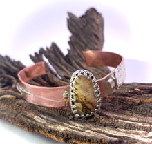 Load image into Gallery viewer, Picture Jasper Copper and sterling Skinny Cuff Bracelet