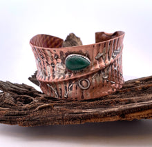 Load image into Gallery viewer, Copper, Sterling, Malachite Cuff Bracelet