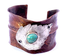 Load image into Gallery viewer, copper turquoise cuff bracelet