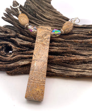 Load image into Gallery viewer, Handmade Picture Jasper pendant with textured sterling silver chain and sparkling Swarovski crystals, 3&quot; tall.