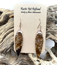 Load image into Gallery viewer, &#39;South Seas Treasure&quot; Indonesian Amber Fine Silver earrings 2 1/4&quot; long