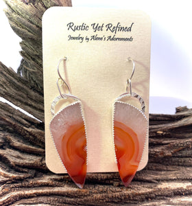 carnelian druzy earrings on romance card