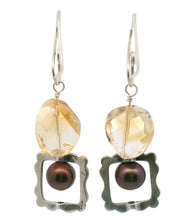 Load image into Gallery viewer, citrine and cultured pearl earrings
