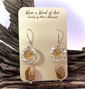 'Desert Sands' Collection. Picture Jasper and citrine Sterling Earrings. 2 1/4" long
