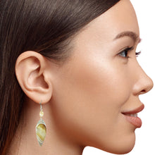 Load image into Gallery viewer, A close-up side profile of a woman wearing a small lace agate earring