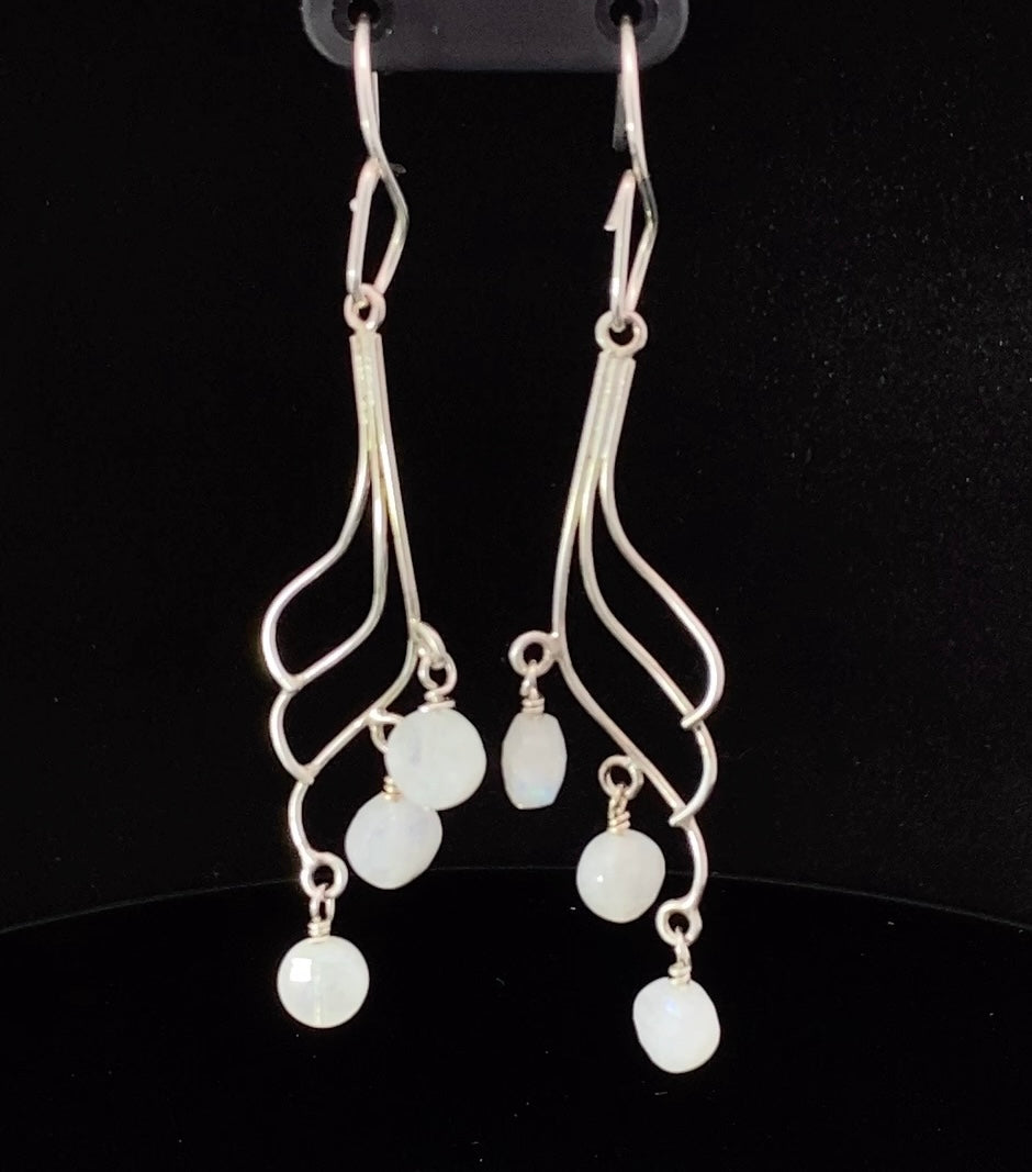 faceted moonstone gems in sterling silver earrings