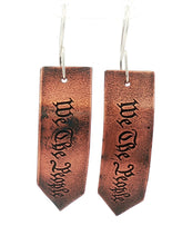 Load image into Gallery viewer, Patriot Collection. Antiqued Copper We The People earrings 2 1/4" long