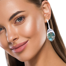 Load image into Gallery viewer, Day at the Beach Peruvian Opal Earrings in Sterling Silver 1 5/8&quot; long