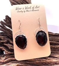 Load image into Gallery viewer, Smoky Quartz Fine Silver Sacred Spiral Earrings. 1 3/4&quot; long