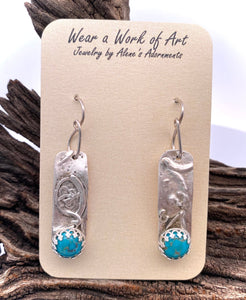 turquoise earrings shown on romance card