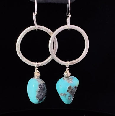 Southwest Radiance  Natural Turquoise Earrings. 2 3/8