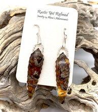 Load image into Gallery viewer, indonesian amber earrings shown on romance card