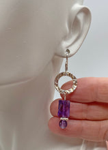 Load image into Gallery viewer, faceted amethyst earrings on lobe