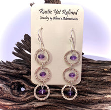 Load image into Gallery viewer, amethyst gemstone earrings on romance card
