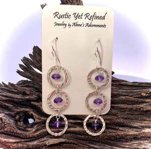 amethyst gemstone earrings on romance card