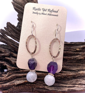 amethyst and moonstone earring on romance card