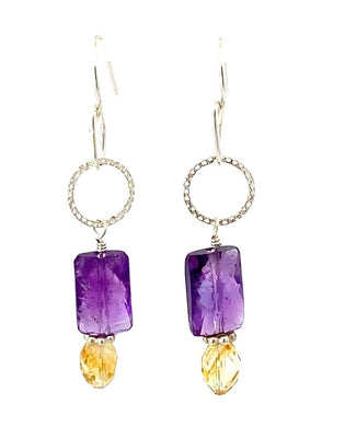 faceted amethyst and citrine earrings