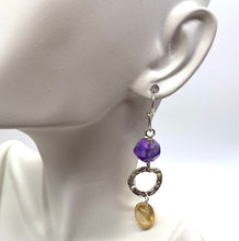 Load image into Gallery viewer, amethyst  and citrine earring on lobe