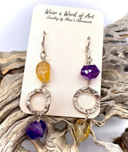 Load image into Gallery viewer, citrine and amethyst gemstone earrings