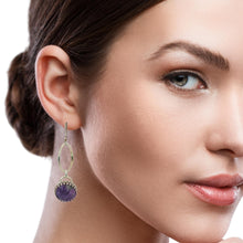 Load image into Gallery viewer, Close-up of a woman wearing a silver earring with a charoite gem