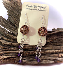 Load image into Gallery viewer, Copper amethyst earrings