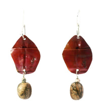 Load image into Gallery viewer, view from the back. Picture jasper earrings