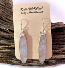 Load image into Gallery viewer, druzy quartz earrings shown on romance card