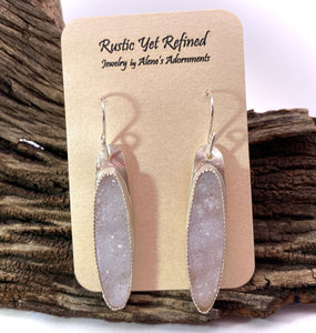 druzy quartz earrings shown on romance card
