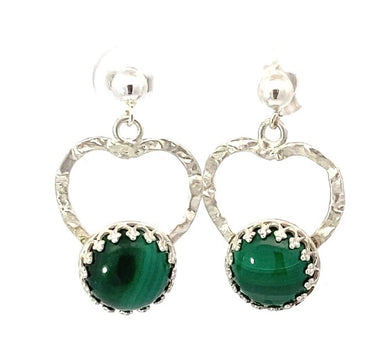 'From the heart'  Malachite and sterling Silver post earrings 1 