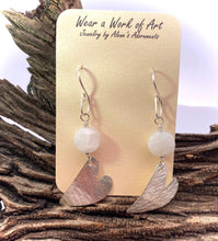 Load image into Gallery viewer, textured heart and moonstone earrings