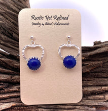 Load image into Gallery viewer, lapis earrings shown on romance card