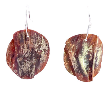 copper sterling free form disc earrings