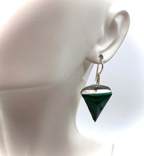 Load image into Gallery viewer, malachite earring on earlobe