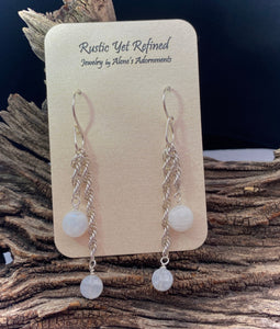 moonstone earrings shown on romance card
