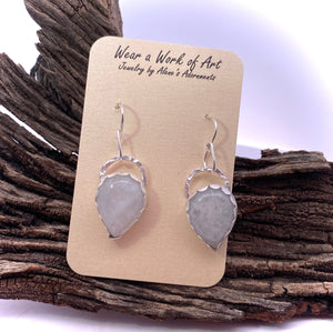 slice of moonlight gemstone earrings on romance card