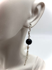 Onyx sterling Silver earrings 3 1/8" long