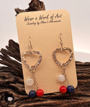 Load image into Gallery viewer, Patriot Collection. Red, White and Blue Sterling heart earrings