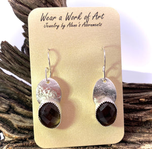 smoky quartz earrings on romance card