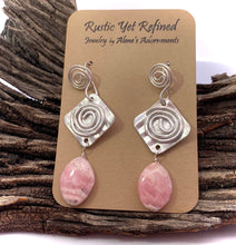 Load image into Gallery viewer, sacred spiral earrings pink rhodochrosite