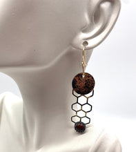 Load image into Gallery viewer, Baltic amber and gold earrings on lobe