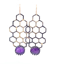 Load image into Gallery viewer, amethyst and gold earrings