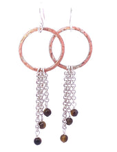 Load image into Gallery viewer, tiger eye sterling copper earrings