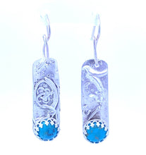 Load image into Gallery viewer, fine silver and natural turquoise earrings