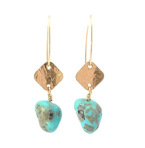 natural sonoran turquoise gold earrings