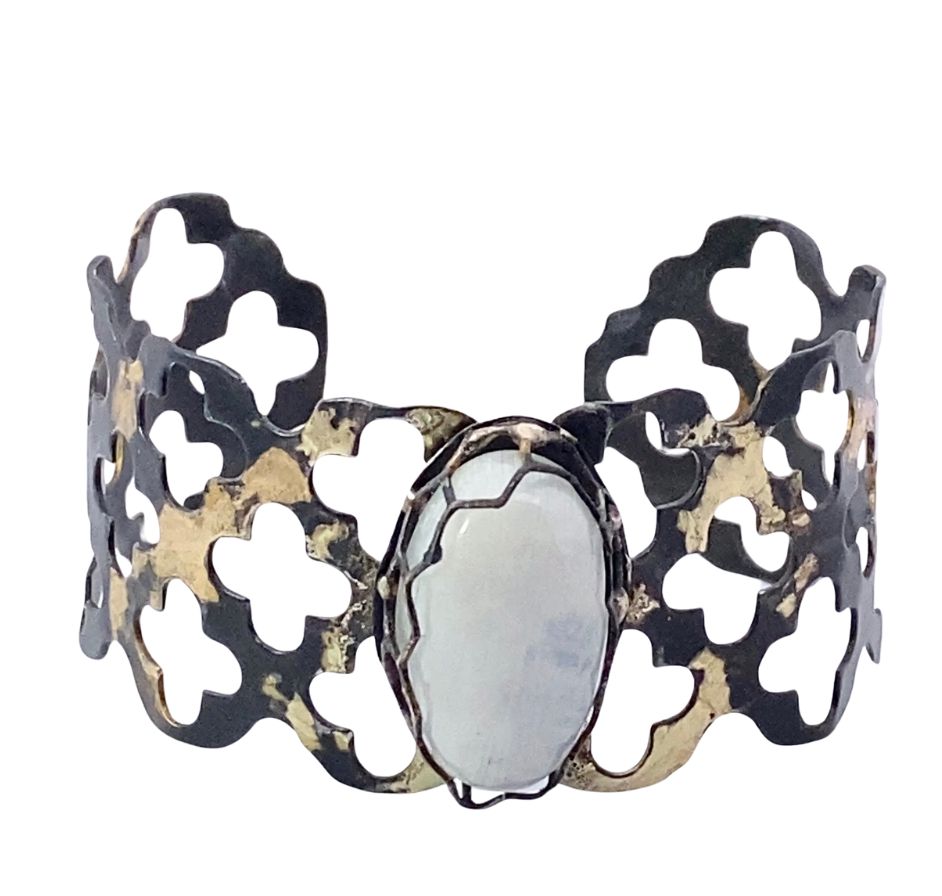 'Slice of Moonlight' Golden Steel cuff bracelet