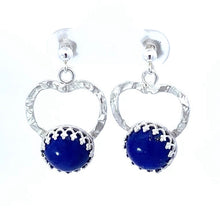 Load image into Gallery viewer, lapis gemstone heart earrings